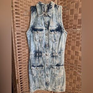 Balmain distressed denim dress sz 40
